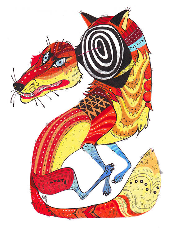 Inside / ink pen, marker, colored pencil / approx. 9x12 in / 2020